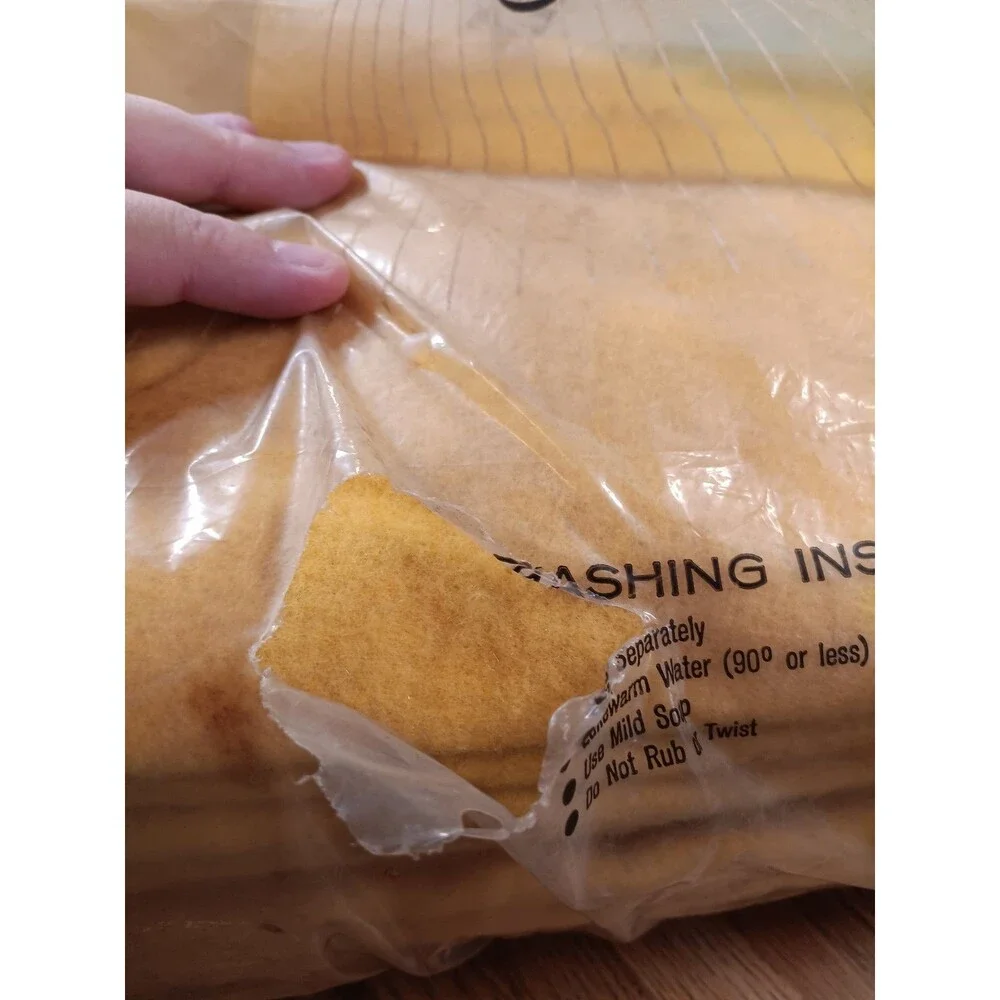 Vintage Yellow Satin Trim Blanket 80X90 Inches